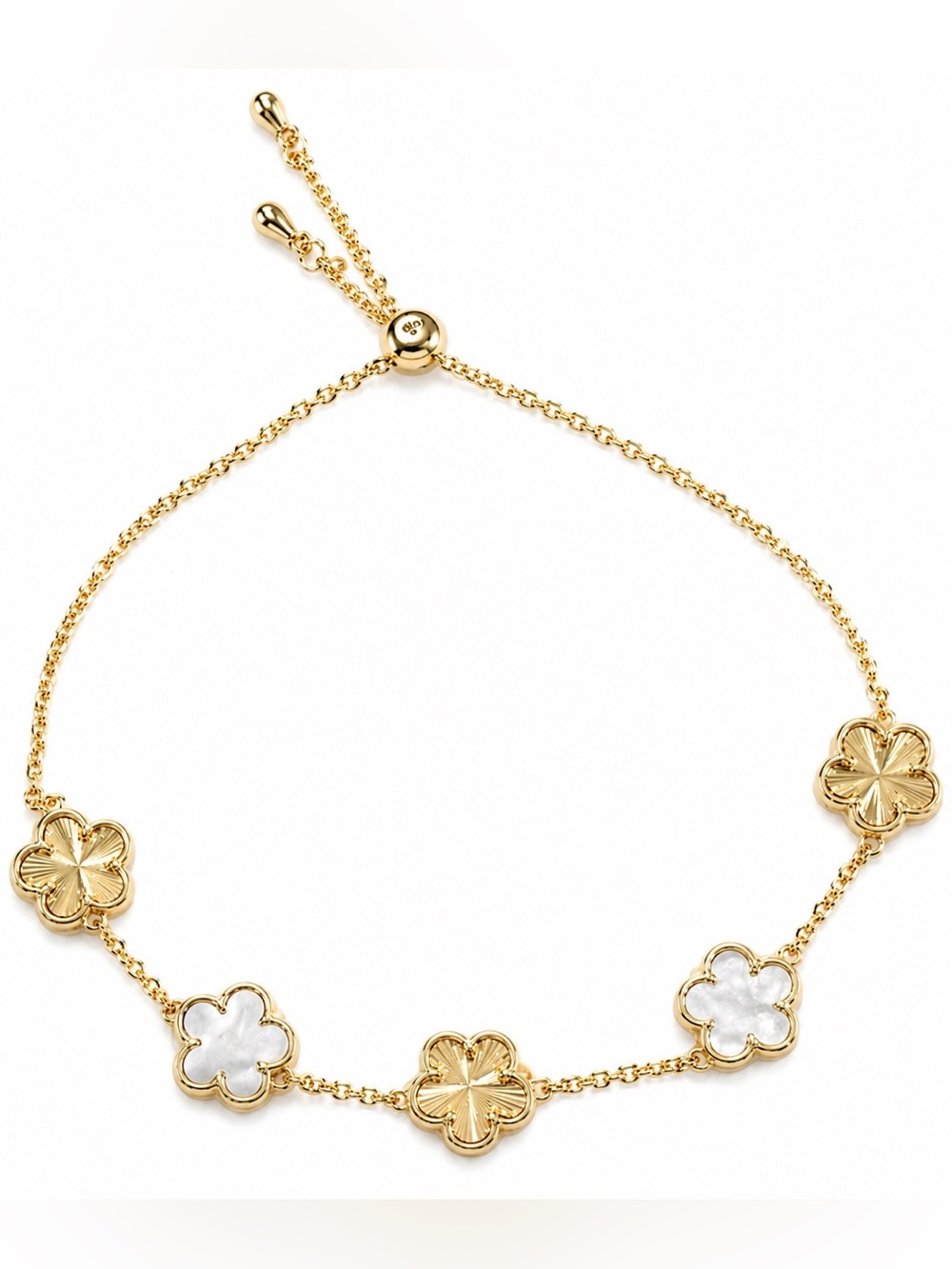 Elegant Gold Floral Clover Bracelet | Designer Inspired Jewelry